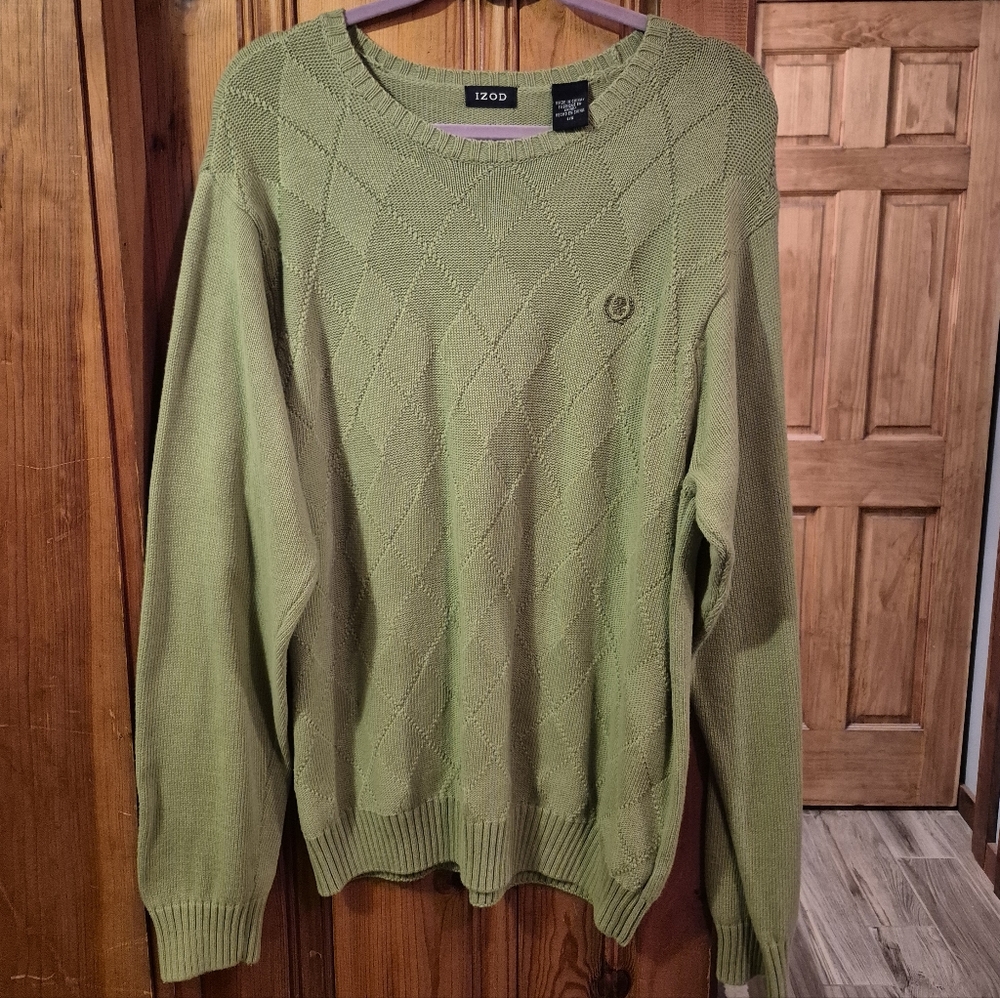 ❤️‍🔥IZOD 100% Cotton Mens Large Knit Green Sweater